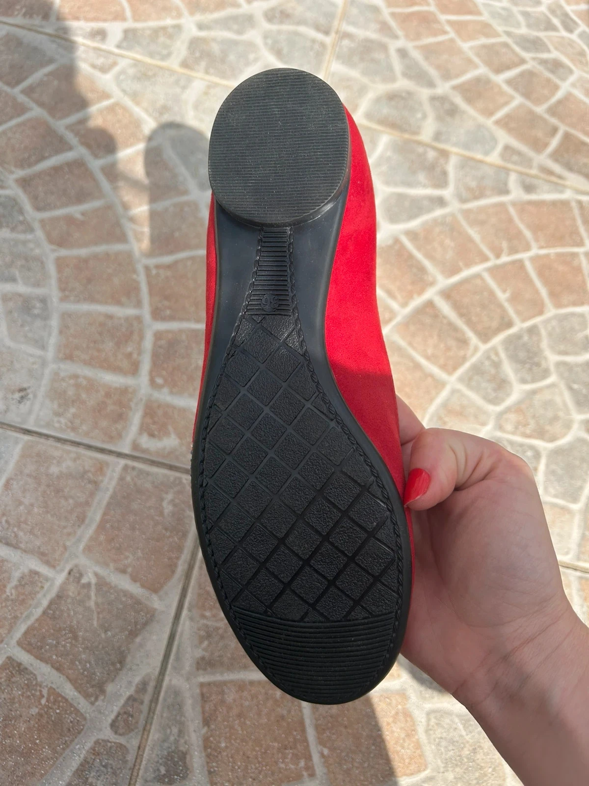 Ballerines vermelhas 36 couro com padrão de bandeira inglesa  novas – photo 11